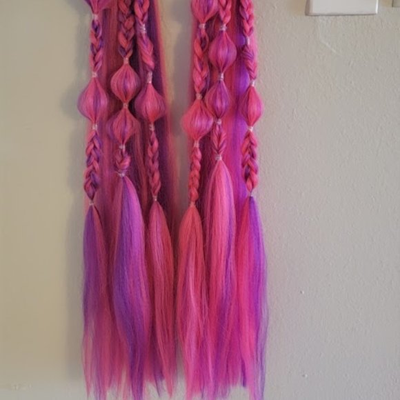 Pink/Purple Rave Braid Ponytail Tie In Extensions - Picture 2 of 4